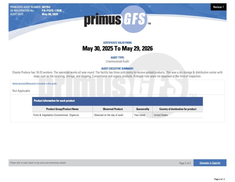 PGFS-Certificate 25-26 (2) Shasta Produce - CCOF Certificate NOPWeb